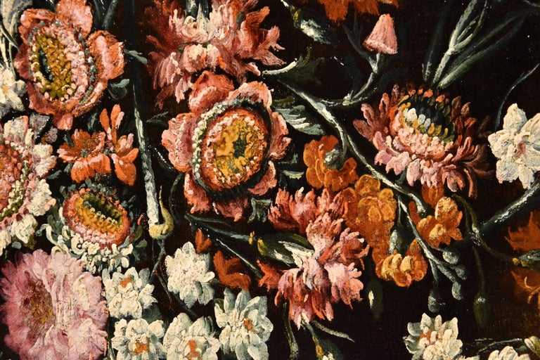 Still Life Flowers 18th Century Italian Caffi Paint Oil on canvas Old master Art For Sale 5