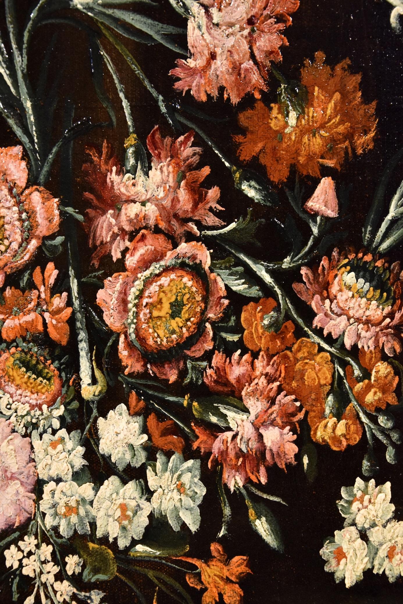 Still Life Flowers 18th Century Italian Caffi Paint Oil on canvas Old master Art 5