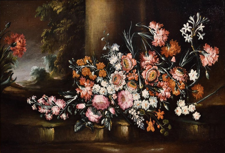 Still Life Flowers 18th Century Italian Caffi Paint Oil on canvas Old master Art - Painting by Margherita Caffi (Cremona 1647 - Milan 1710)