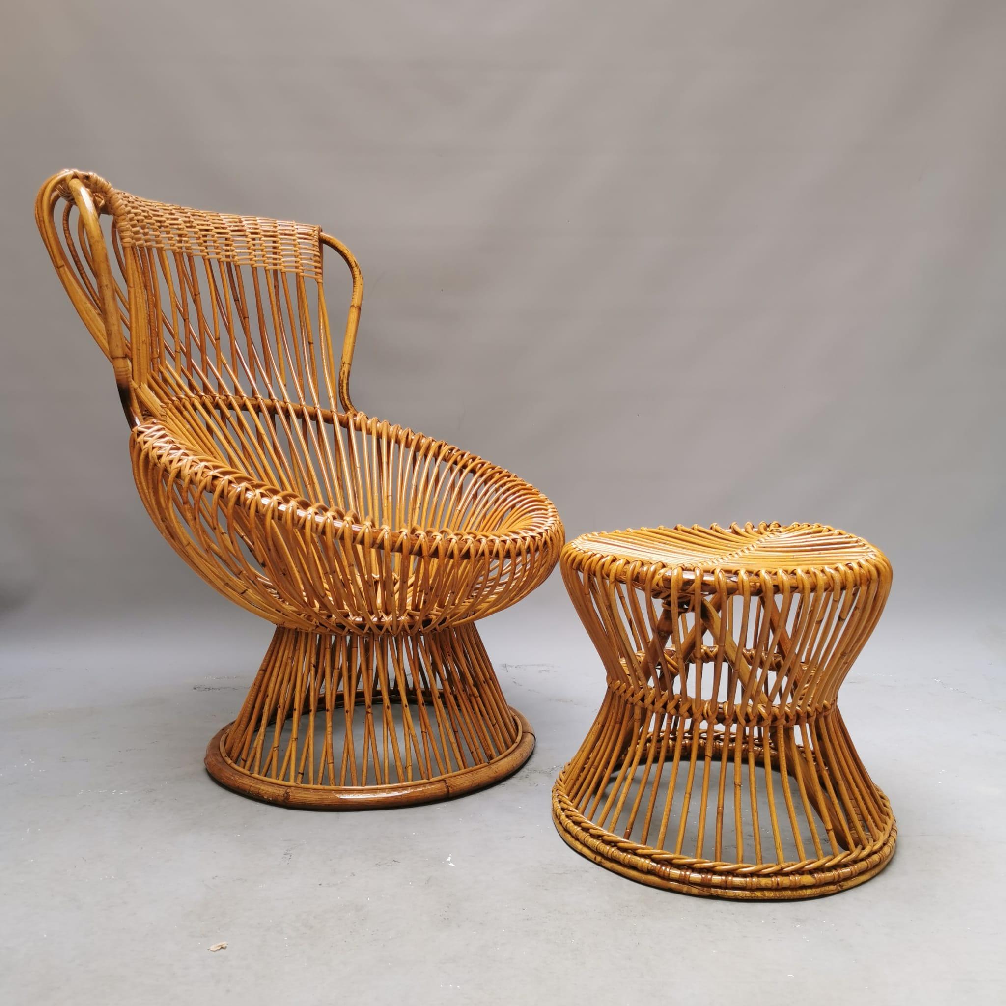 Modern Margherita Chair with pouf, Franco Albini, Bonacina