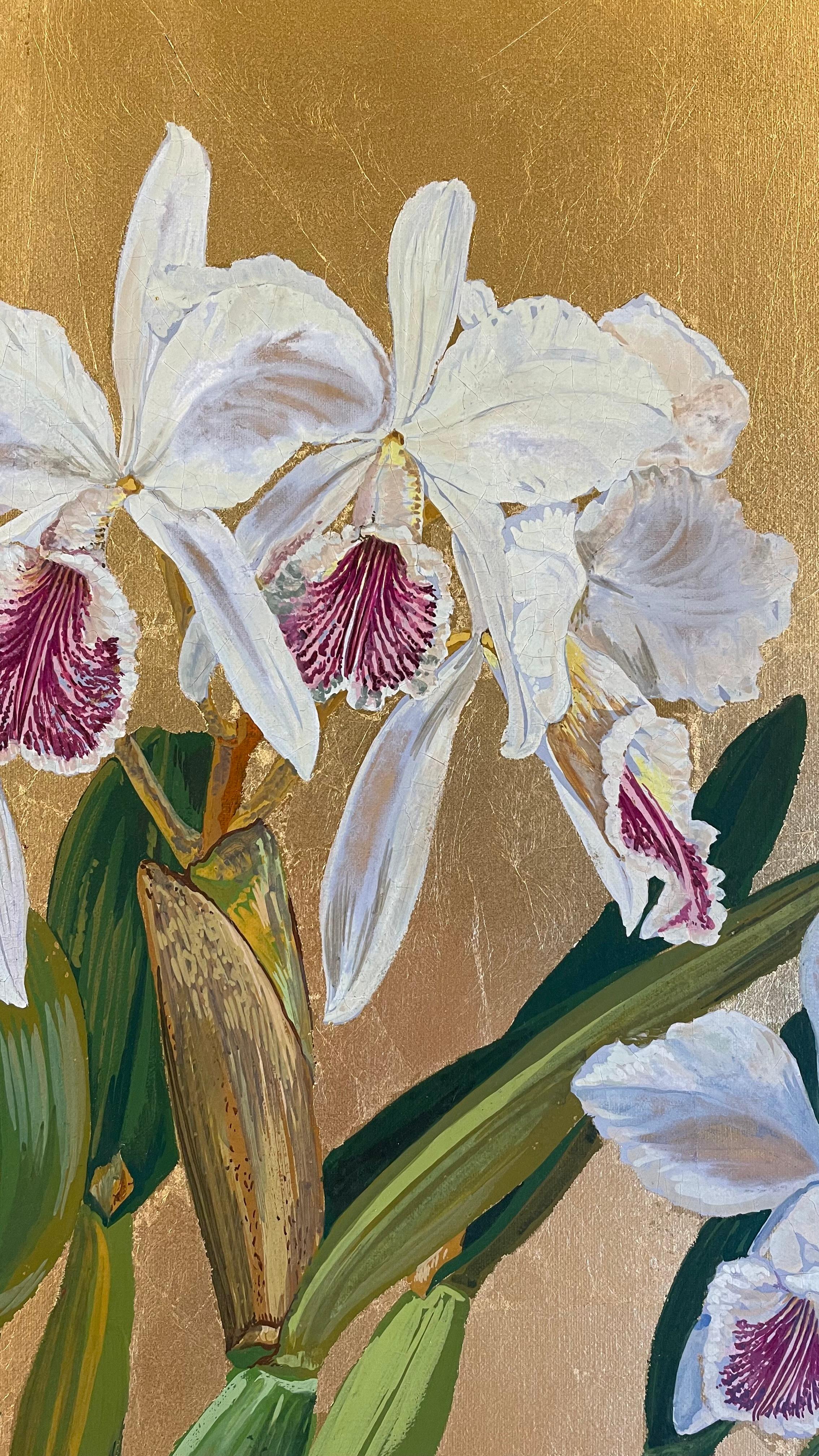 Cattleya labiata var. coerulea, Tempera On Canvas by Margherita Leoni, 2020 For Sale 1