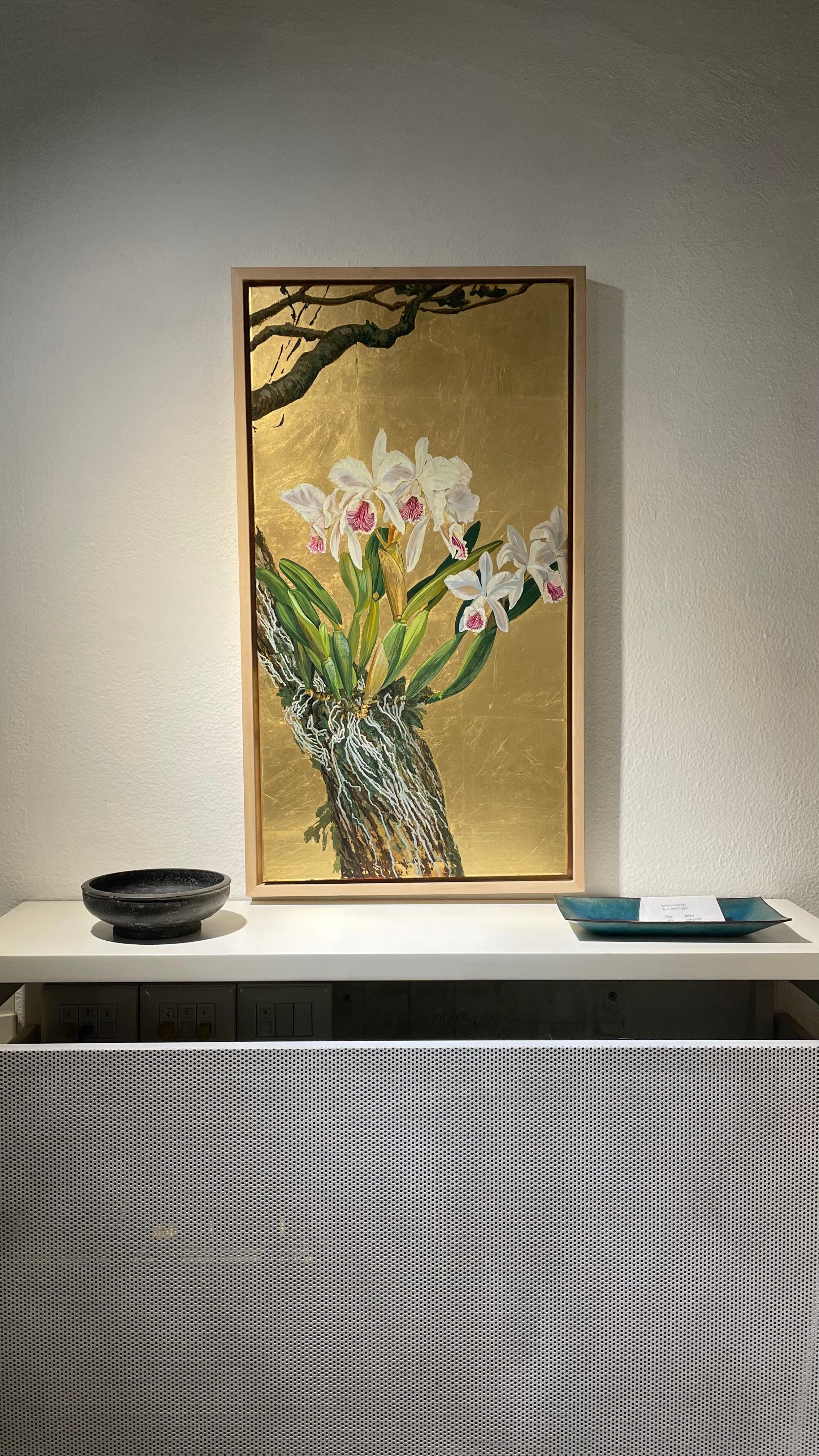Cattleya labiata var. coerulea, Tempera On Canvas by Margherita Leoni, 2020 For Sale 3