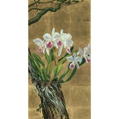 Cattleya labiata var. coerulea, Tempera On Canvas by Margherita Leoni, 2020