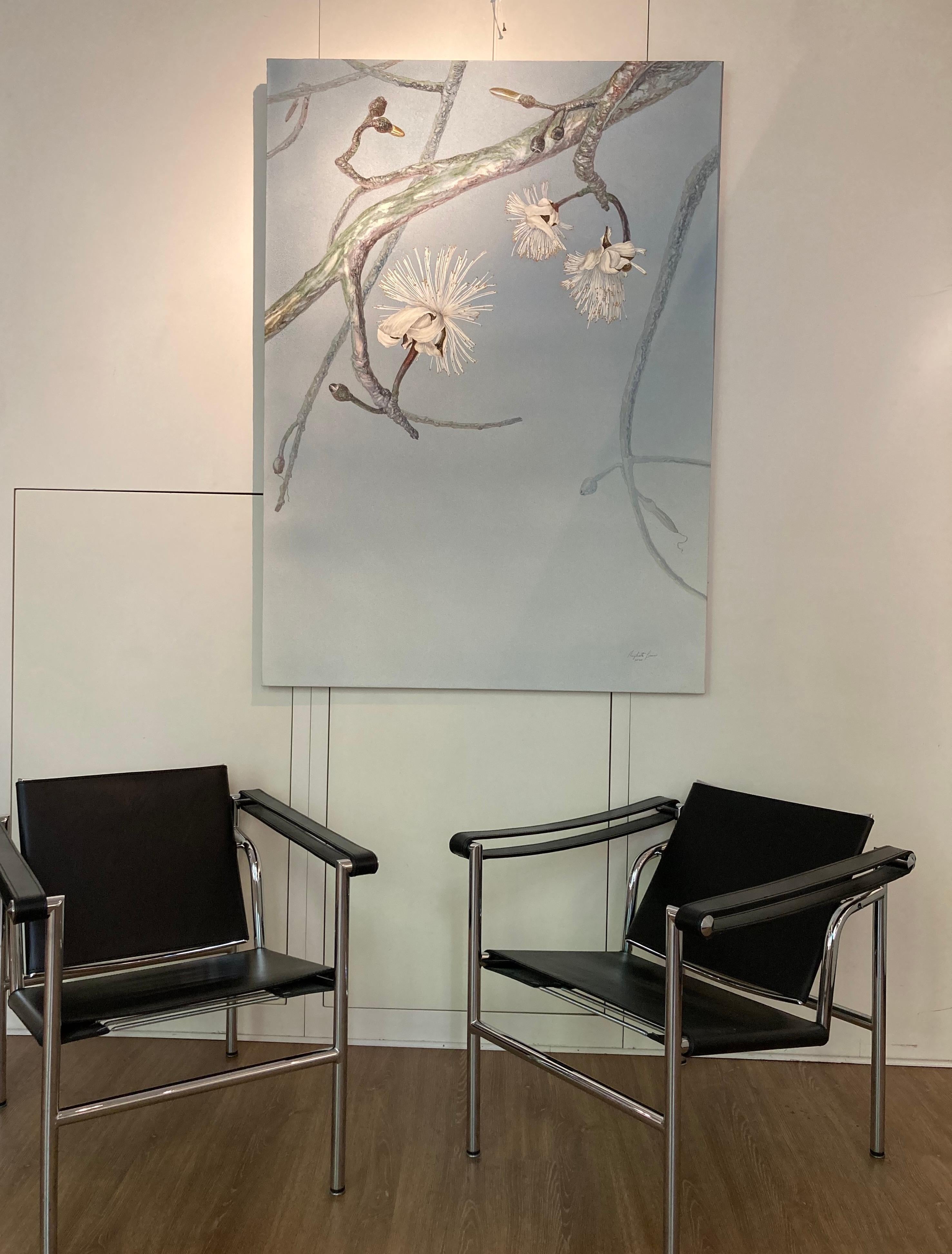 Acquerello botanico di grandi dimensioni di colore azzurro ceruleo, magnifico - Painting Naturalismo di Margherita Leoni