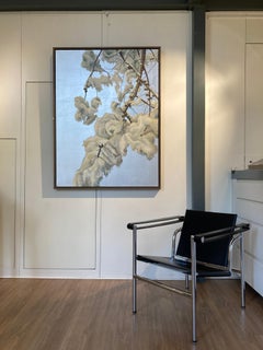 Snowy tree; oil on silver ground canvas. By prominent Italian botanical artist