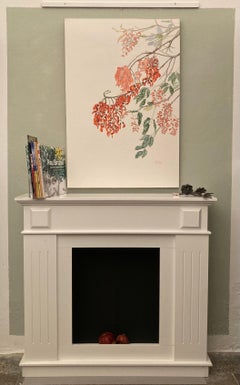 Orange brazilan plant painting by master botanic watercolourist