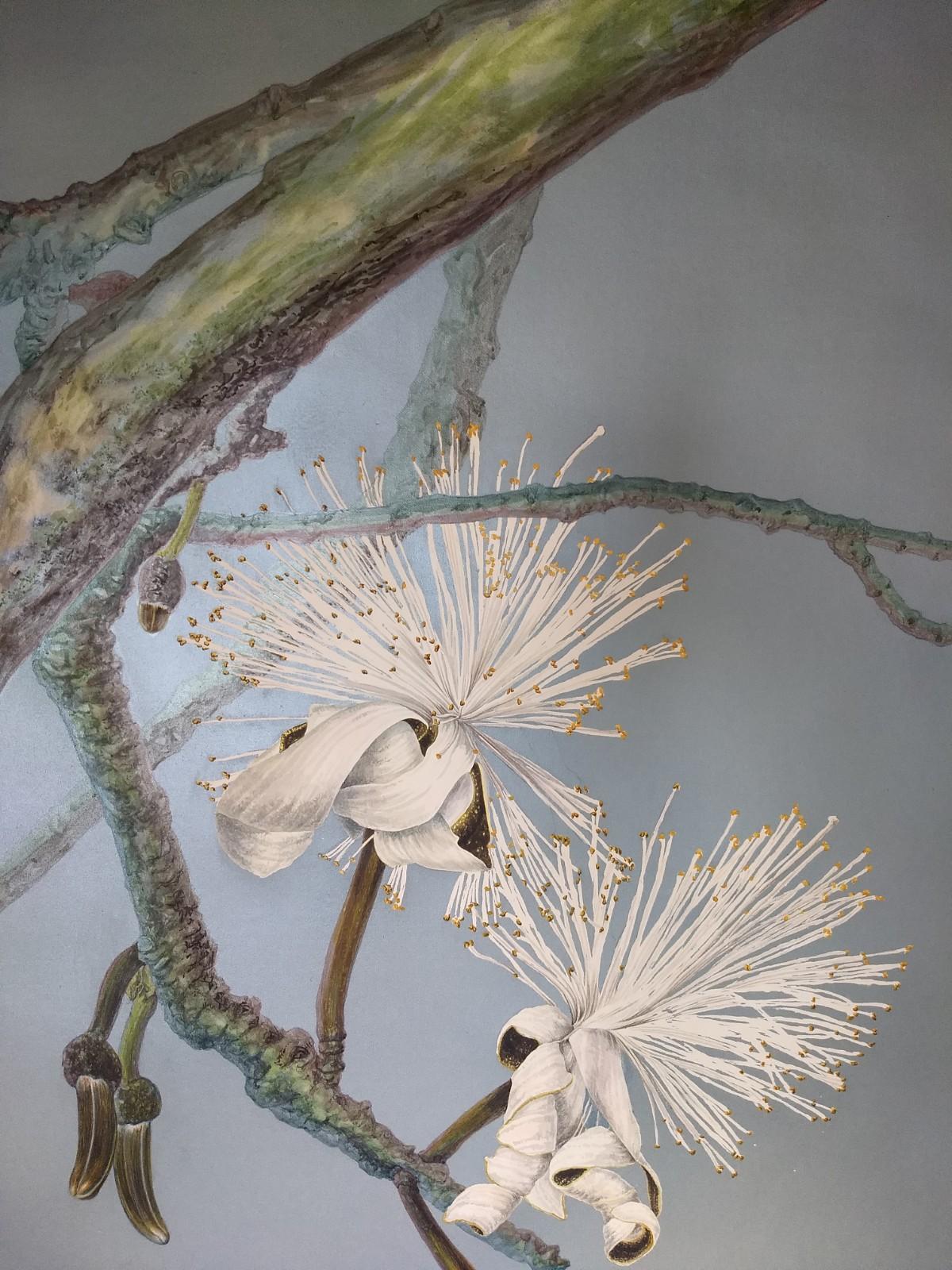 Wide watercoloured diptych, elegant light blue paintings by Margherita Leoni 2