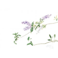 Purple and violet exotic flower, by Italian fine watercolourist 