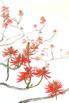 Brasilianische rote Blume:: Aquarell-Stillleben:: italienischer Künstler