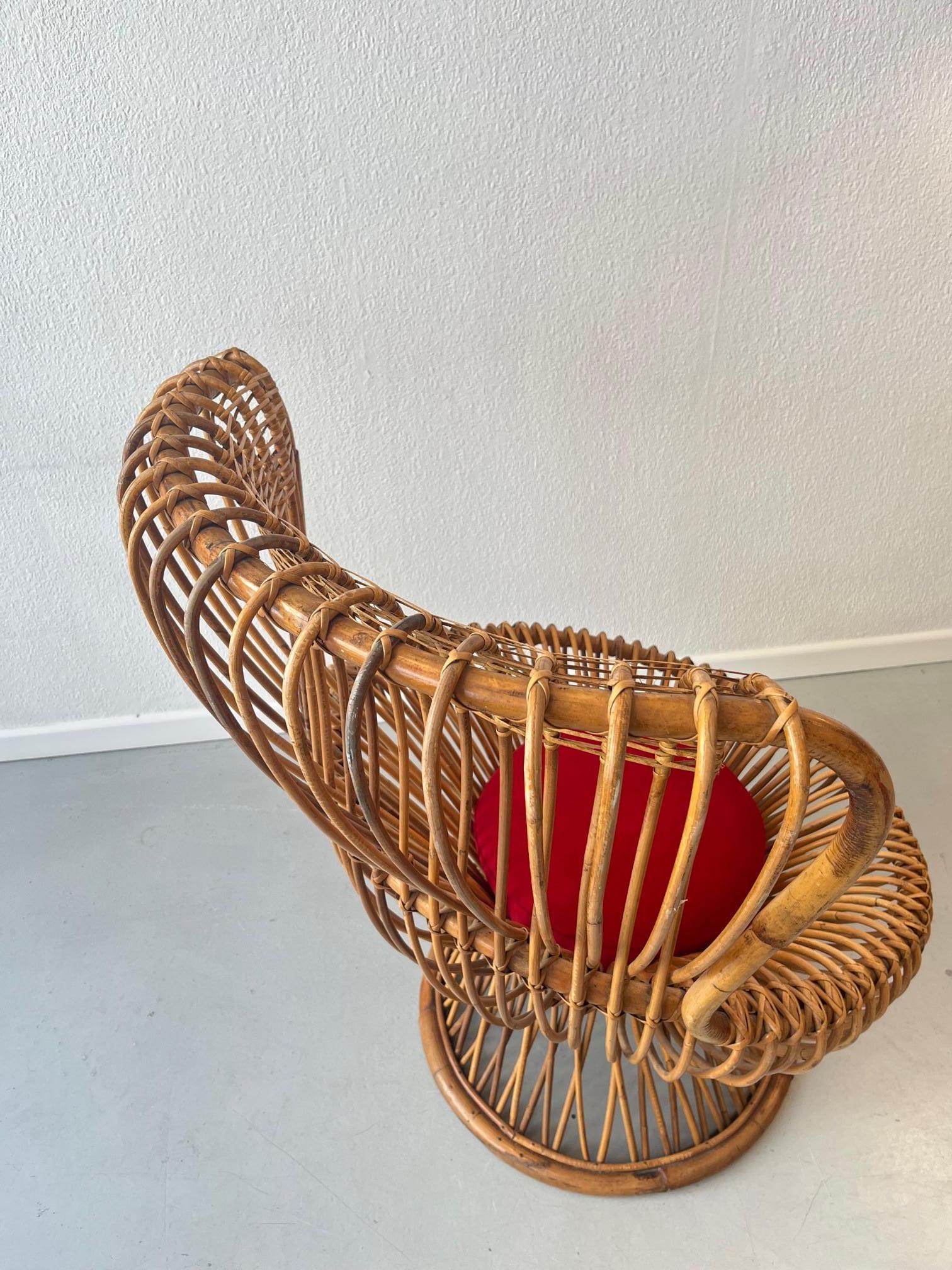Margherita Rattan Chair by Franco Albini, Bonacina Italy ca. 1950s  For Sale 3