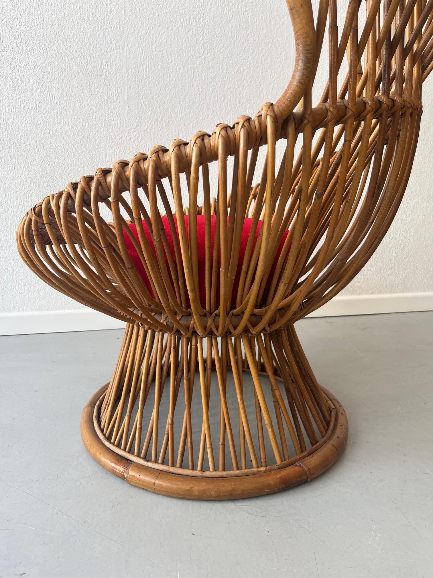 Margherita Rattan Chair by Franco Albini, Bonacina Italy ca. 1950s  In Good Condition For Sale In Geneva, CH