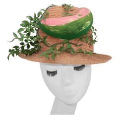 Margie Webb aus Kalifornien, Neuheit Strohhut mit Wassermelon-Motiv, 1960er Jahre