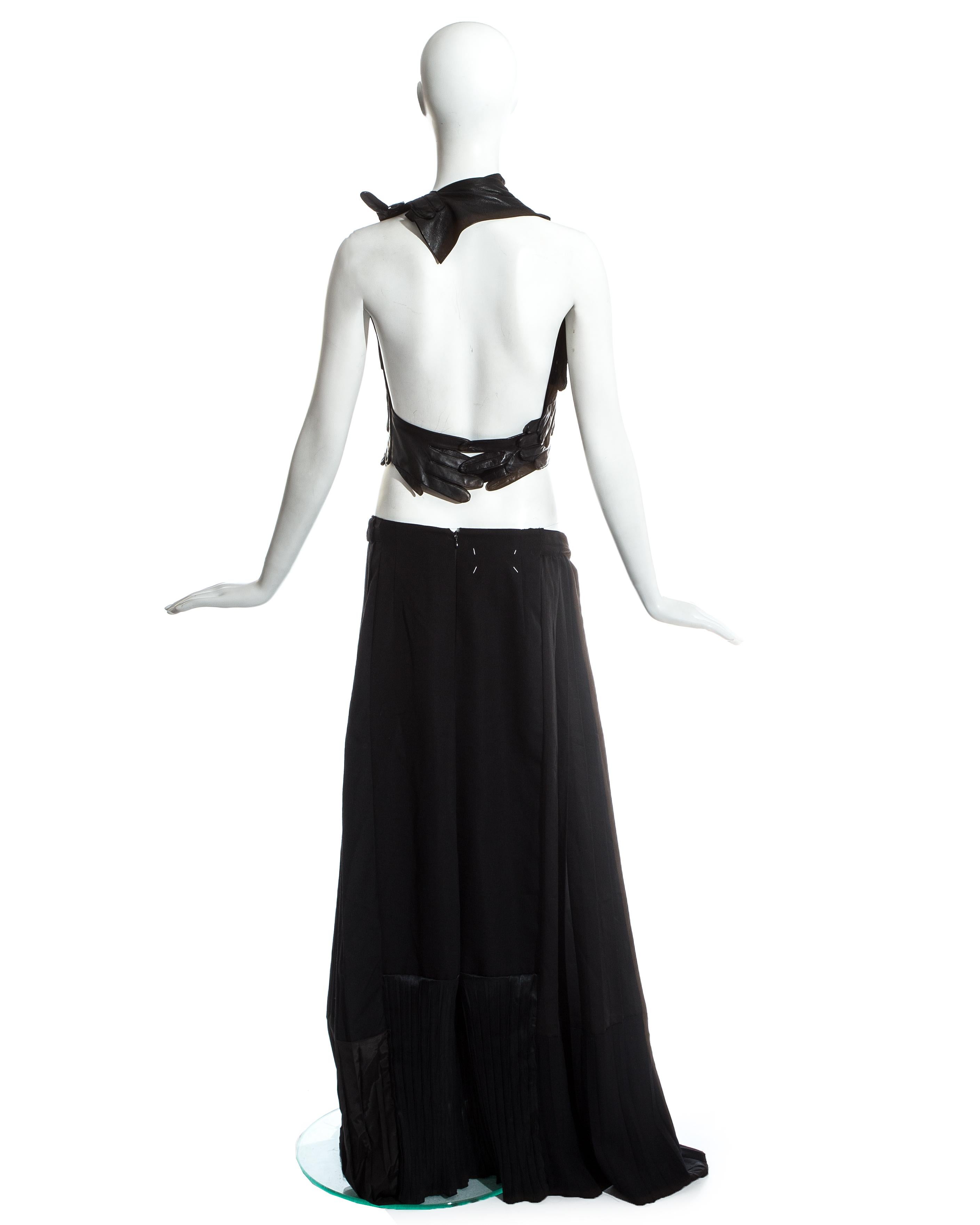 Margiela Artisanal black glove top and pleated skirt runway ensemble, ss 2001 2