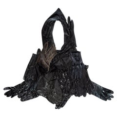 Vintage Margiela artisanal black leather glove top, ss 2001
