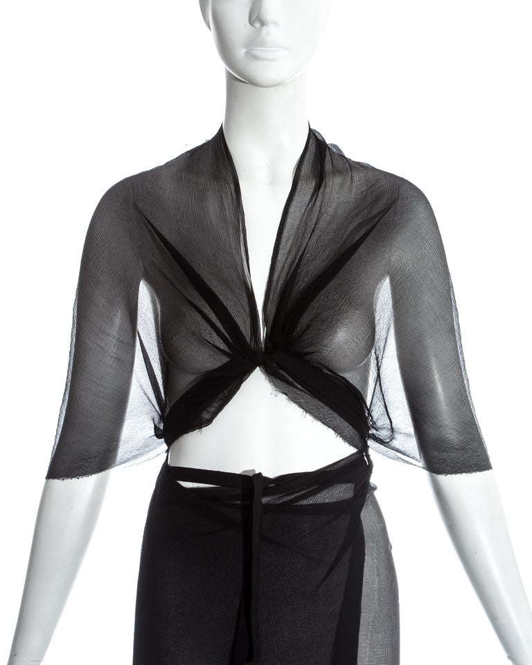 Margiela Artisanal black silk chiffon convertible wrap dress / skirt ...