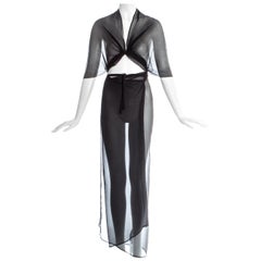 Margiela Artisanal black silk chiffon convertible wrap dress / skirt, fw 2003