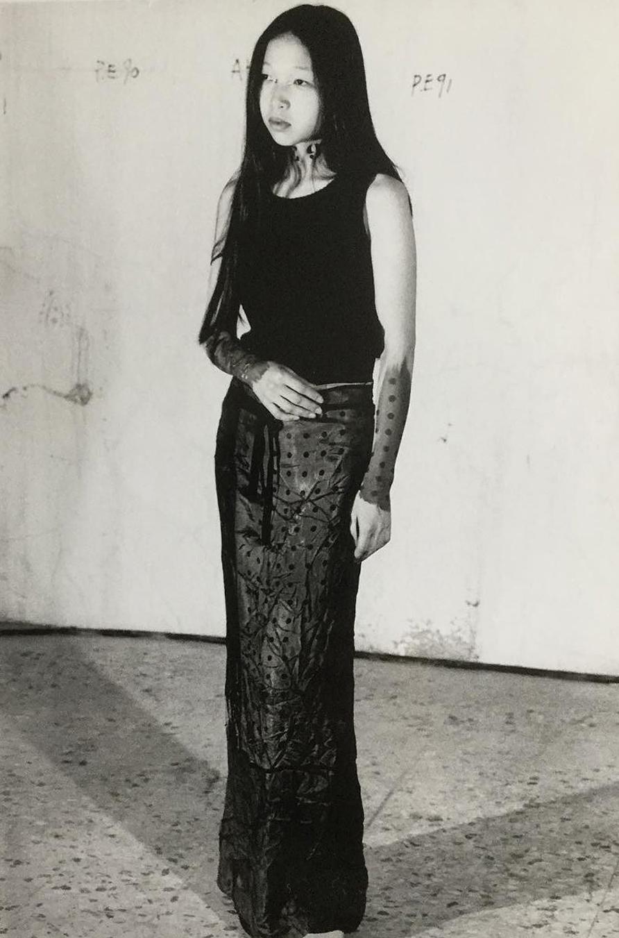 Gray Margiela Artisanal patchwork wrap skirt made from vintage silk scarfs, ss 1992