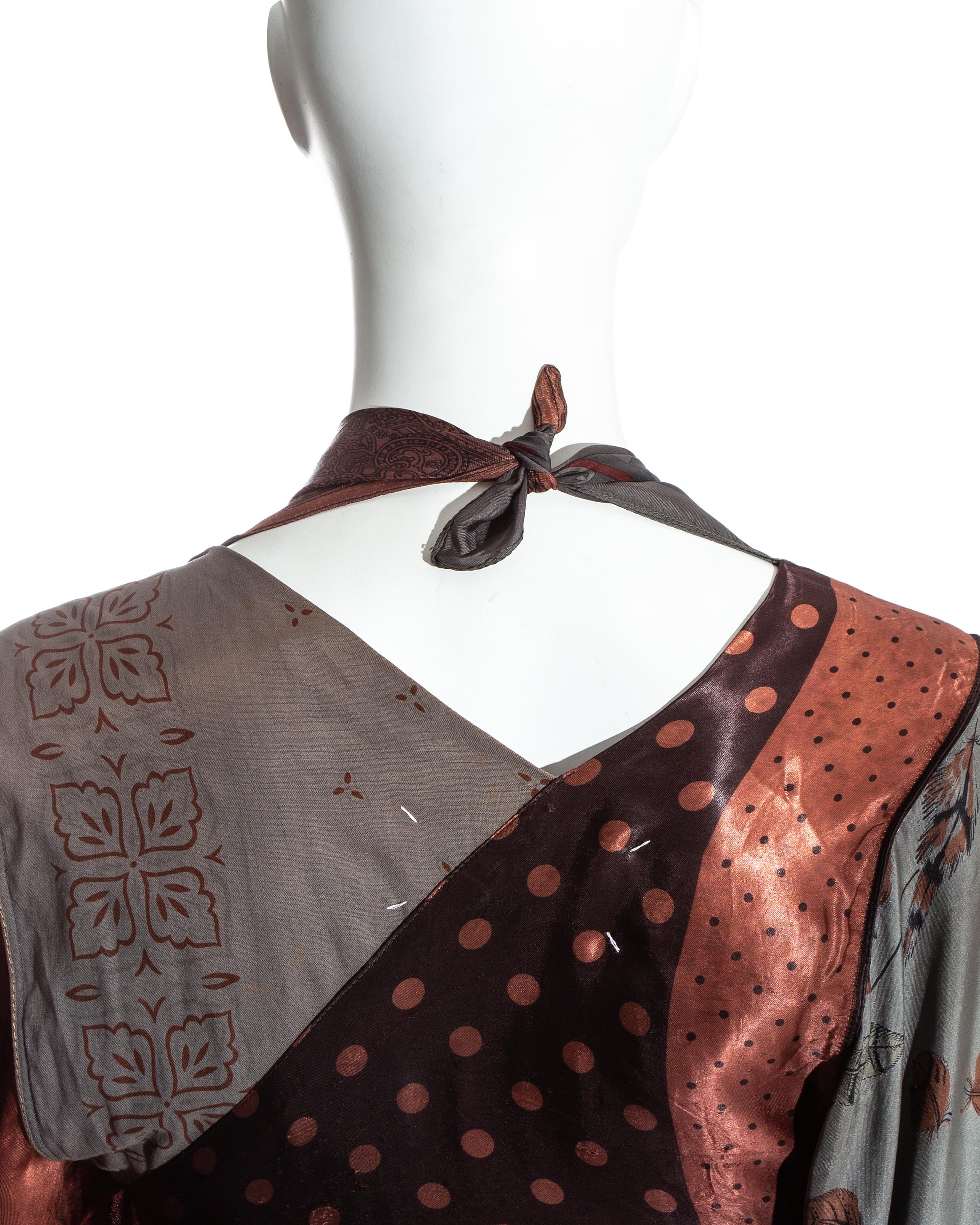 Margiela artisanal silk scarf patchwork skirt and blouse ensemble, ss 1992 2