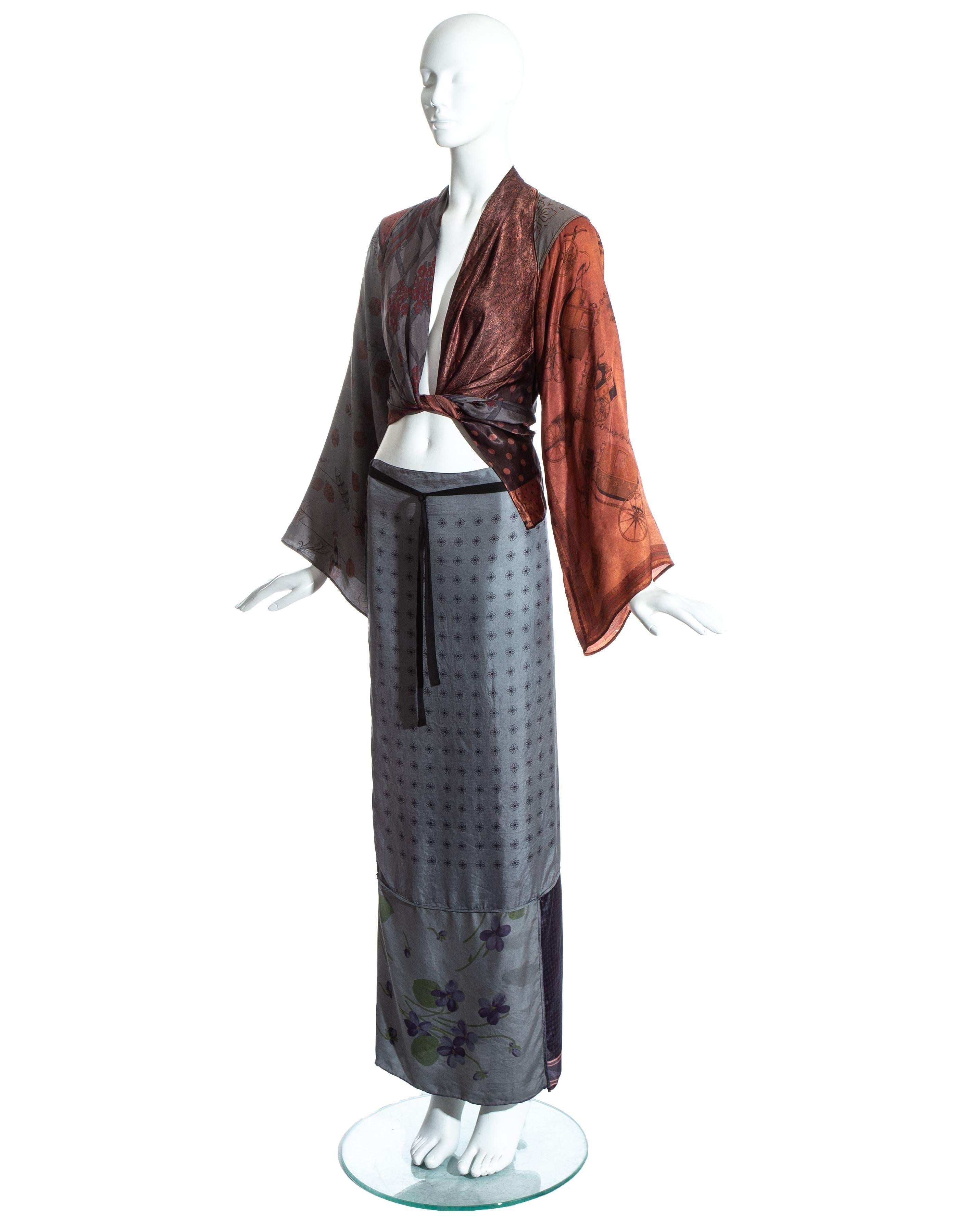 Margiela artisanal silk scarf patchwork skirt and blouse ensemble, ss 1992 3