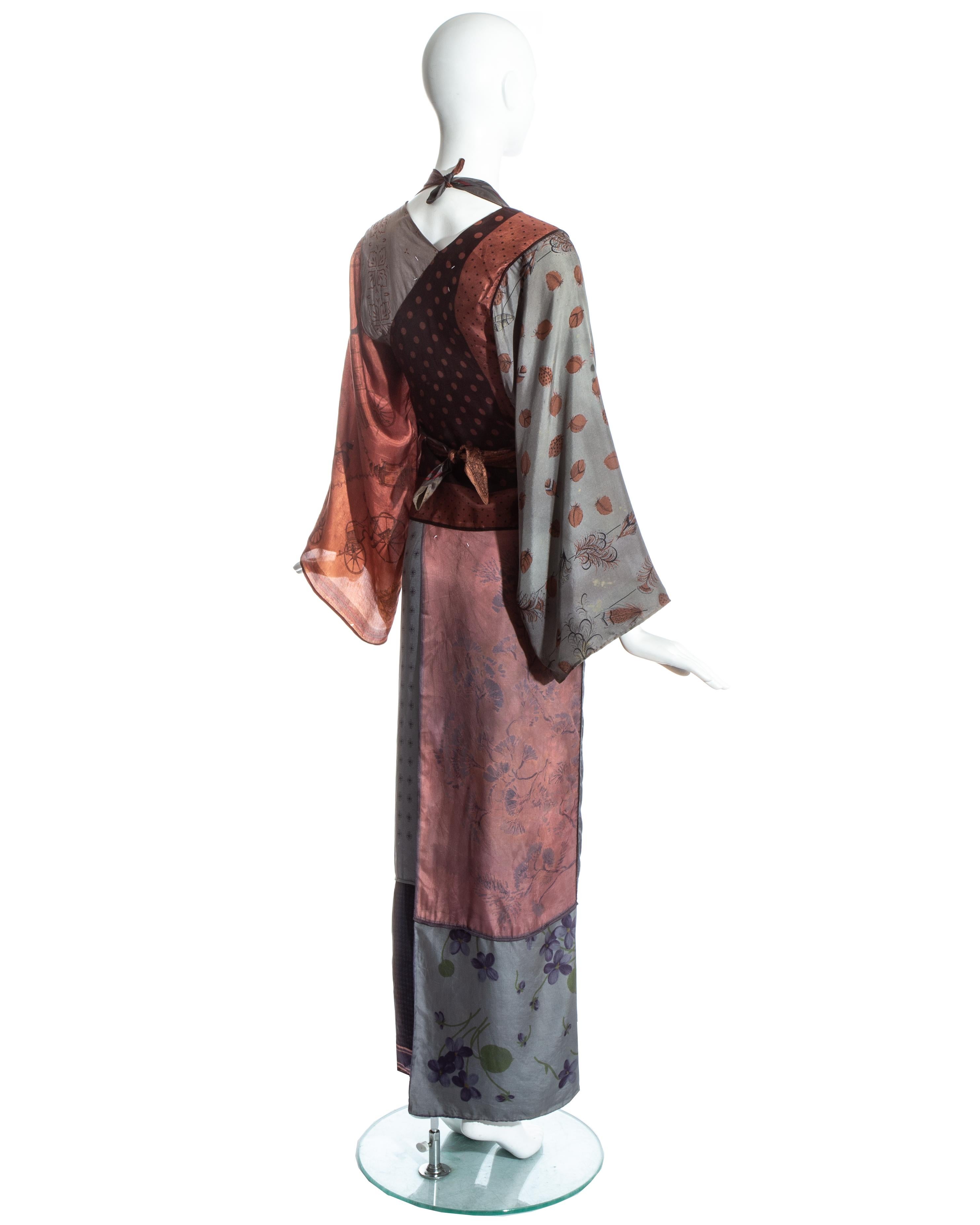 Women's Margiela artisanal silk scarf patchwork skirt and blouse ensemble, ss 1992
