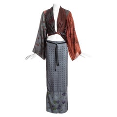Margiela artisanal silk scarf patchwork skirt and blouse ensemble, ss 1992