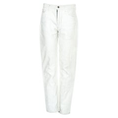 Margiela Artisanal white painted denim jean pants, fw 1999