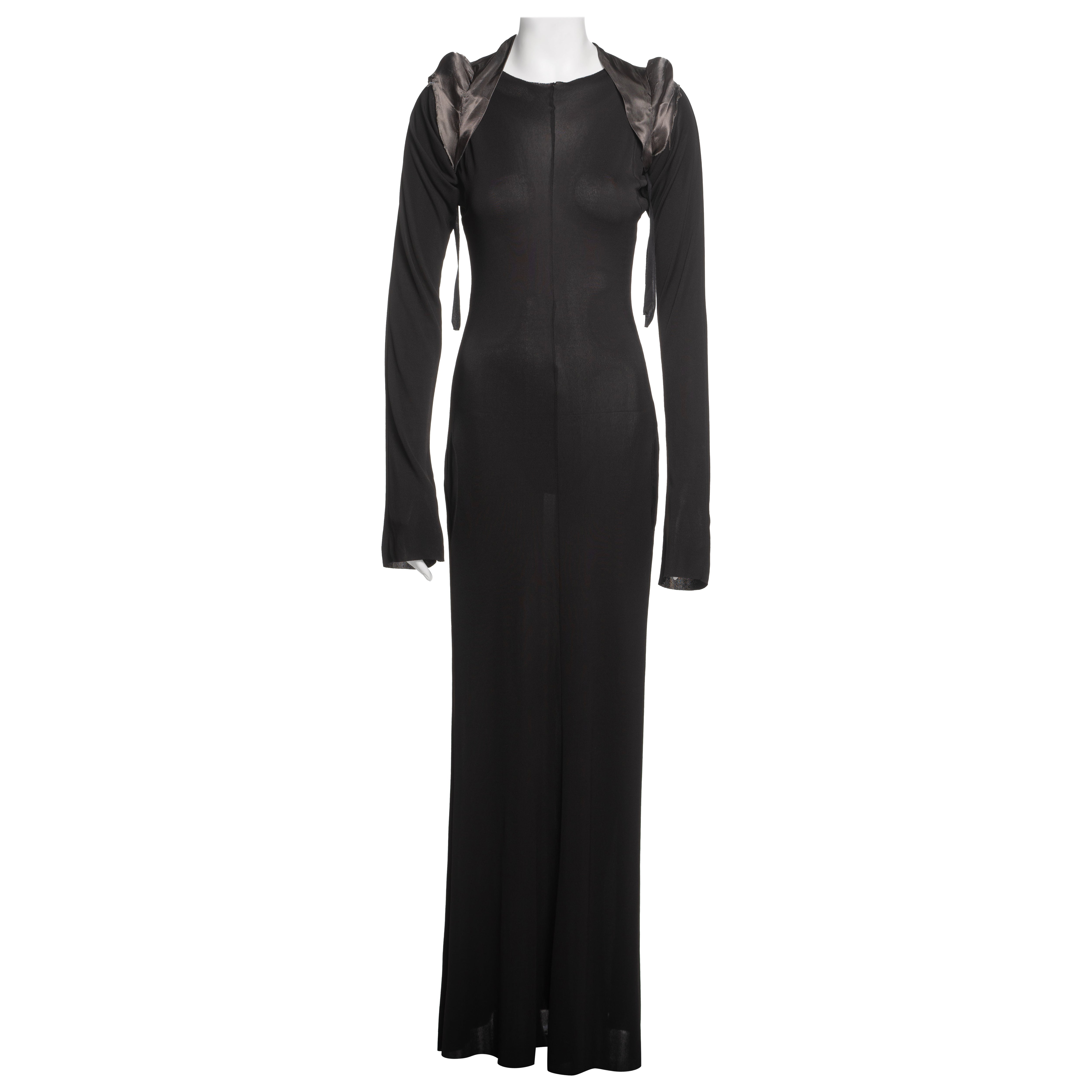 Margiela Robe en jersey noir avec boléro en satin matelassé, FW 1992