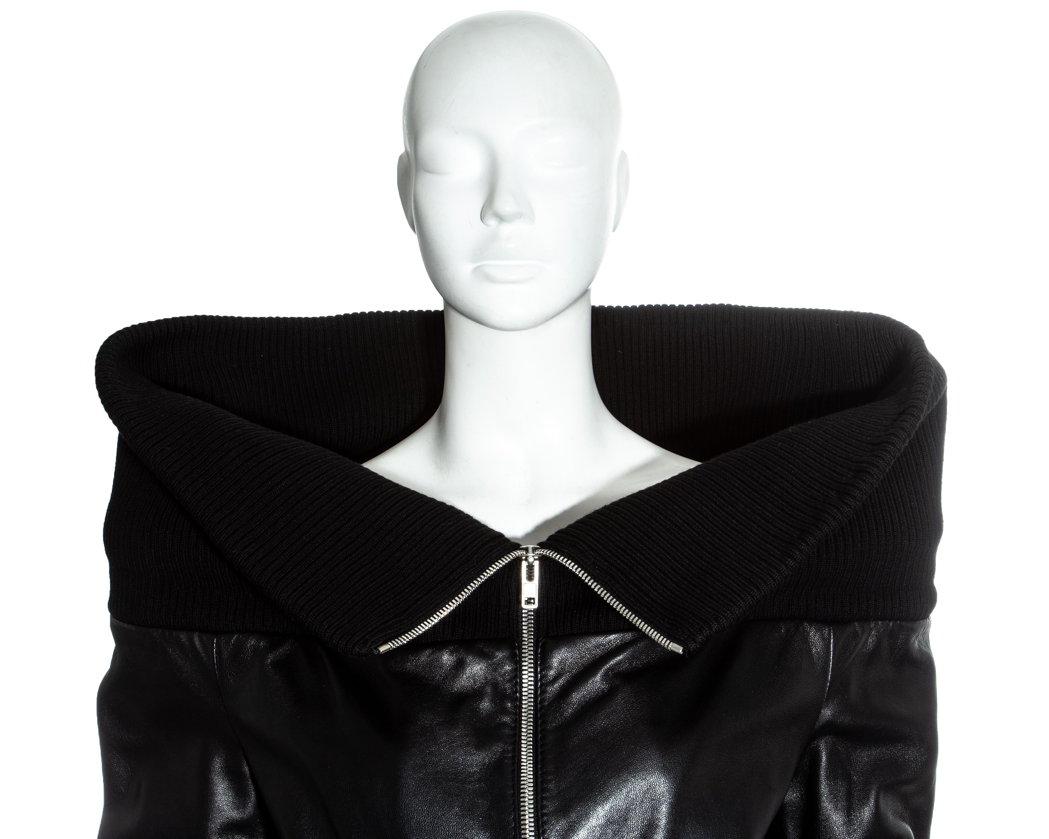 funnel neck leather jacket