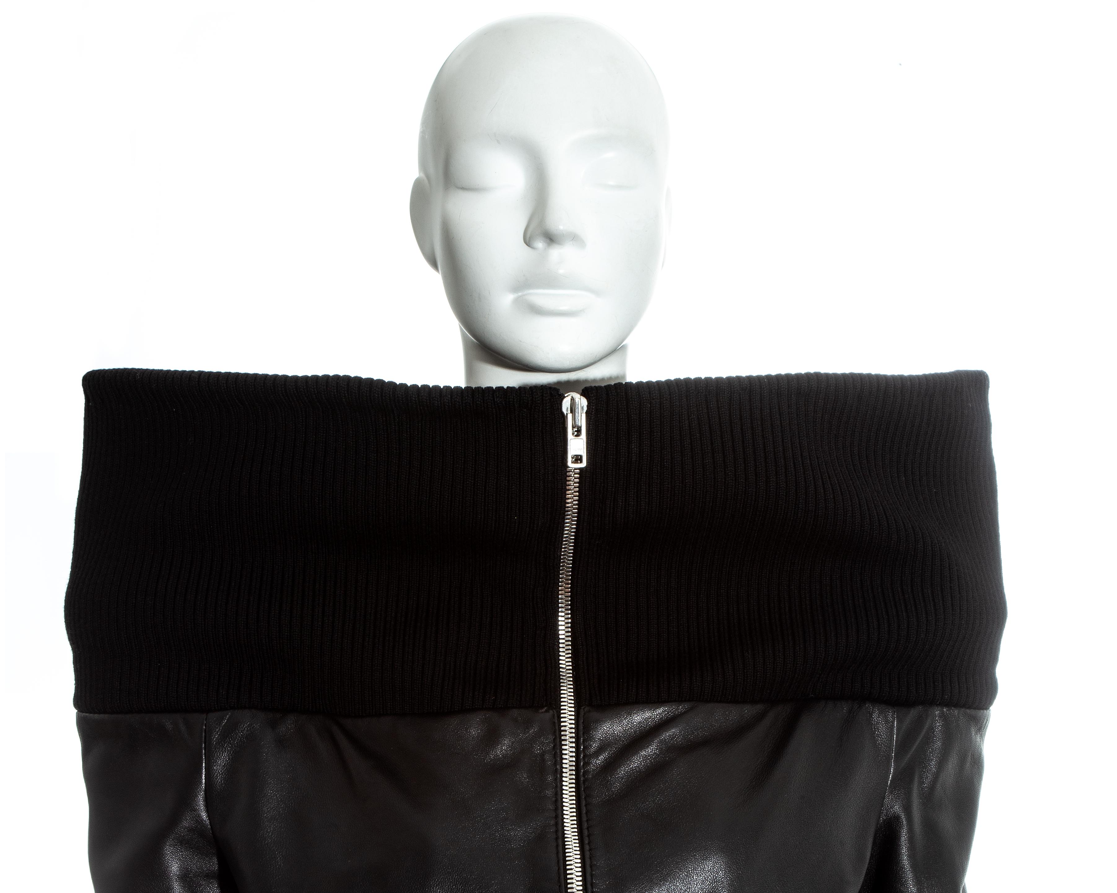 Margiela black leather funnel neck jacket, fw 2008 For Sale 1