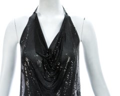 Margiela black metal mesh halter neck backless vest
