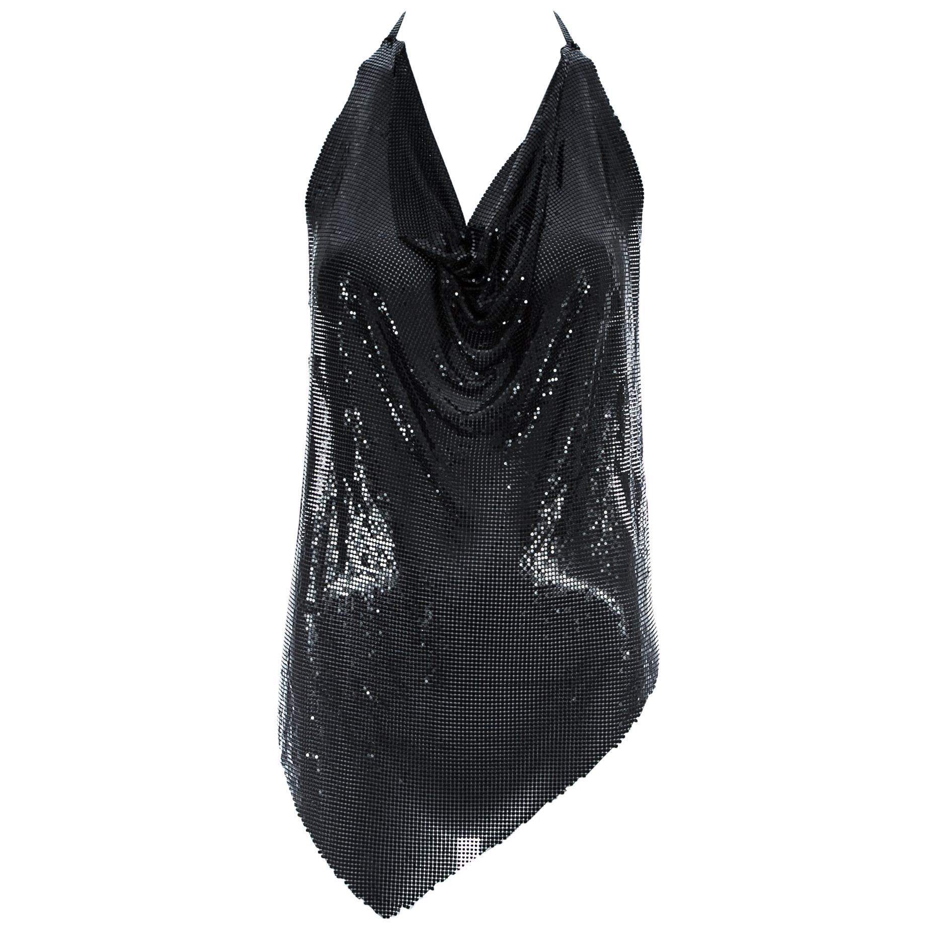 Margiela black metal mesh halter neck backless vest