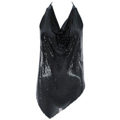 Margiela gilet dos nu à col bénitier en maille métallique noire