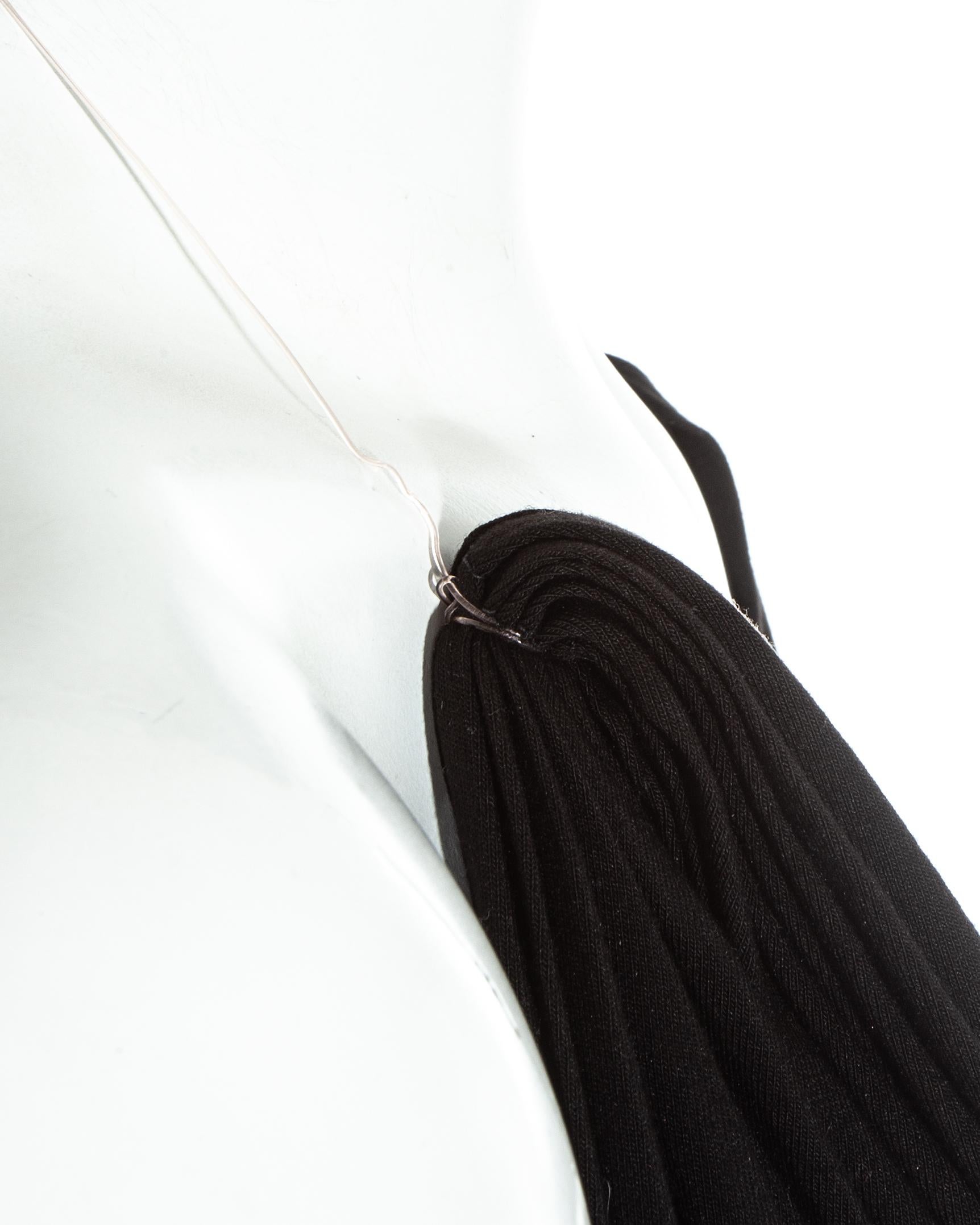 Black Margiela black rayon floating mini dress with invisible straps, ss 2005