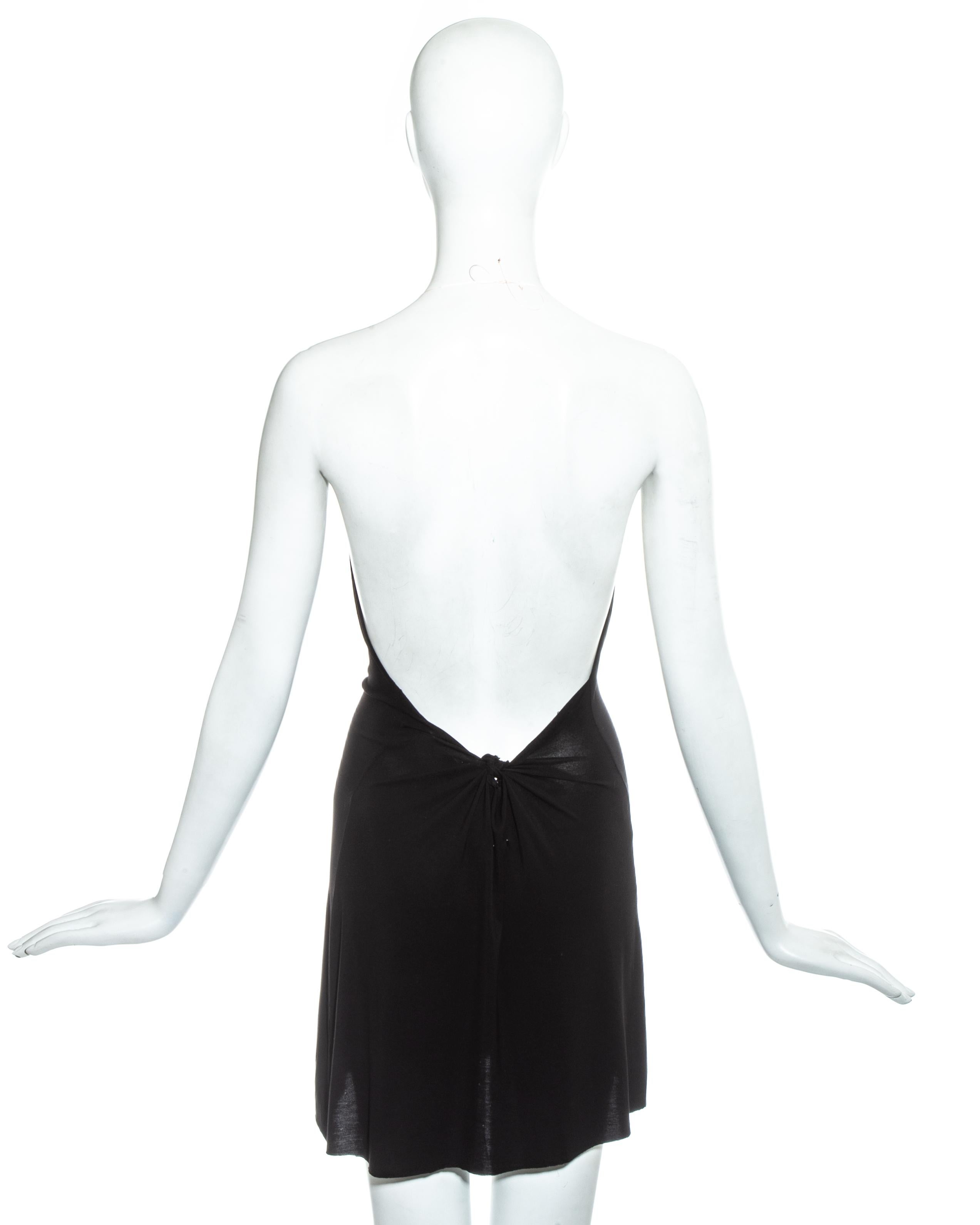 Women's Margiela black rayon floating mini dress with invisible straps, ss 2005