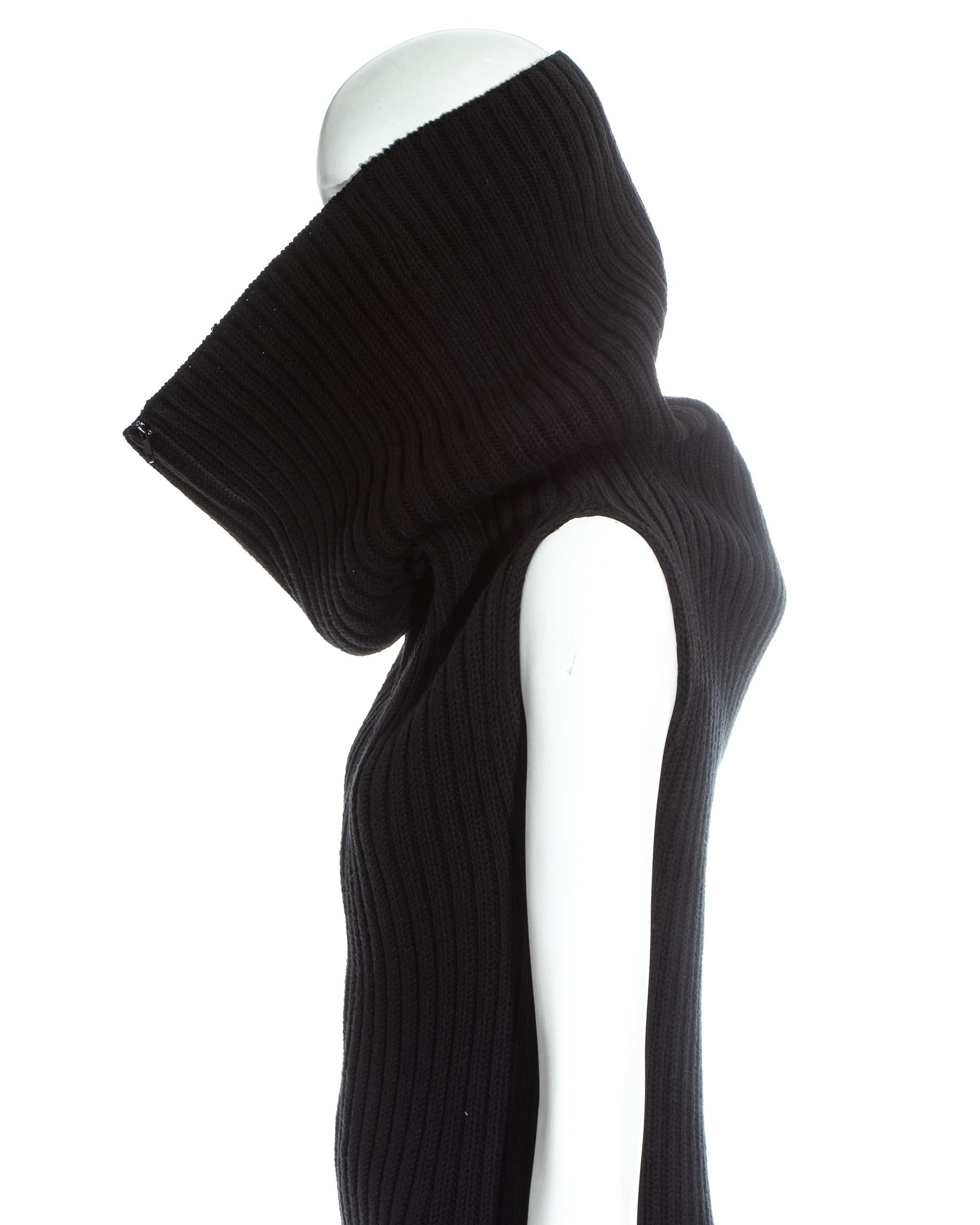 Margiela black rib knit wool tube zipper dress, fw 1998 For Sale 3
