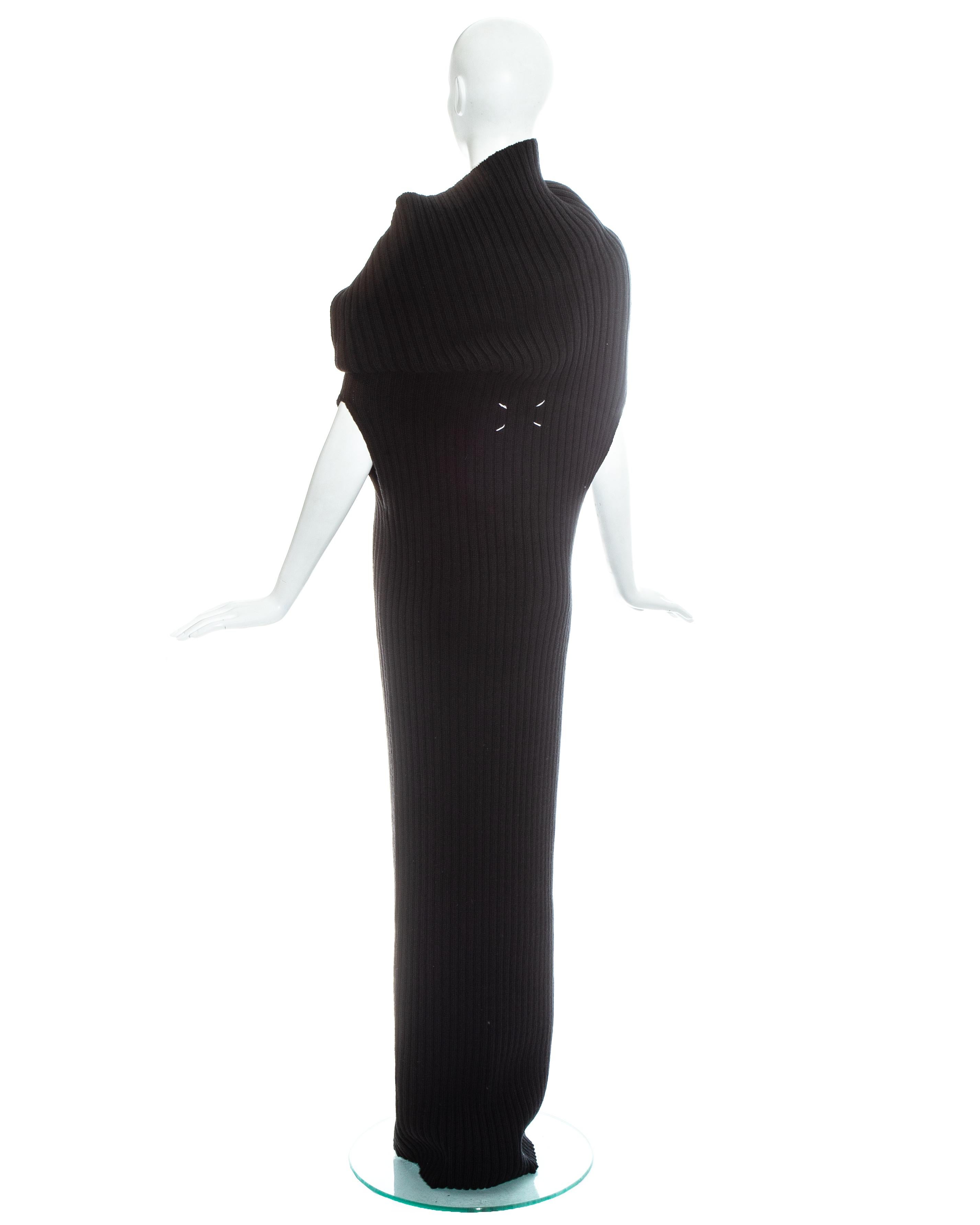 Margiela black rib knit wool tube zipper dress, fw 1998 For Sale 4