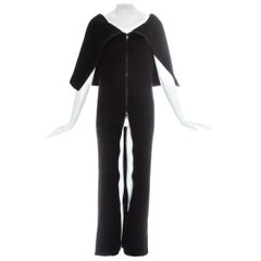 Margiela black rib knit wool tube zipper dress, fw 1998