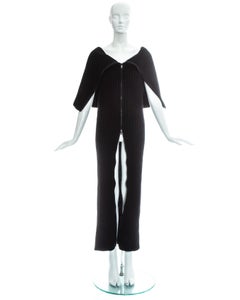 Margiela black rib knit wool tube zipper dress, fw 1998