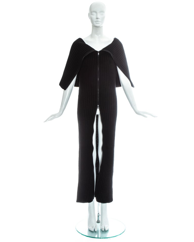 Margiela black rib knit wool tube zipper dress, fw 1998 For Sale at 1stDibs | maison margiela tabi flat, wool dress Margiela black rib knit wool tube zipper dress, fw 1998 For Sale at 1stDibs | maison margiela tabi flat, wool dress