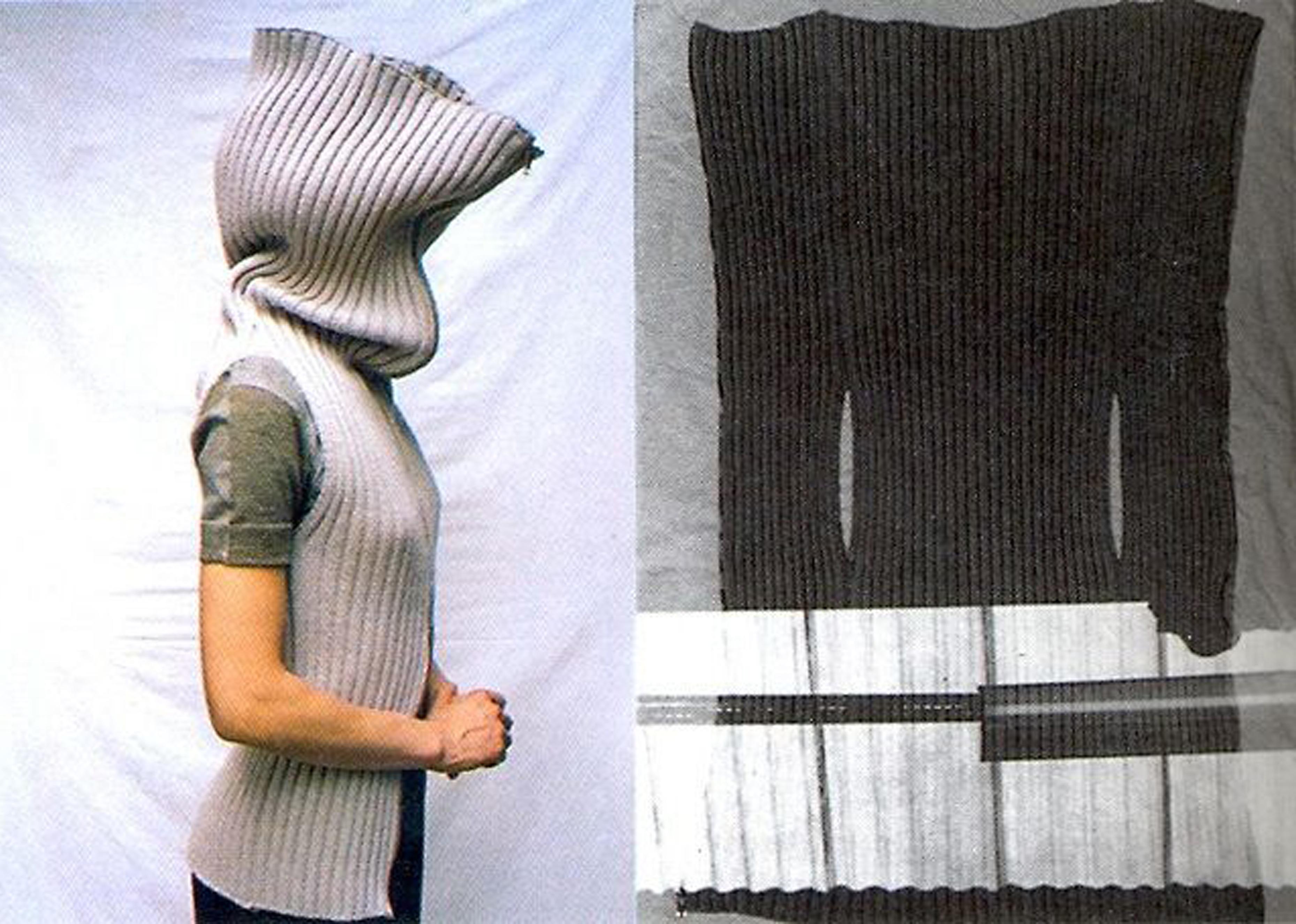 Margiela black rib knit wool tube zipper dress, fw 1998 For Sale 2