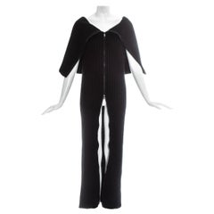 Vintage Margiela black rib knit wool tube zipper dress, fw 1998