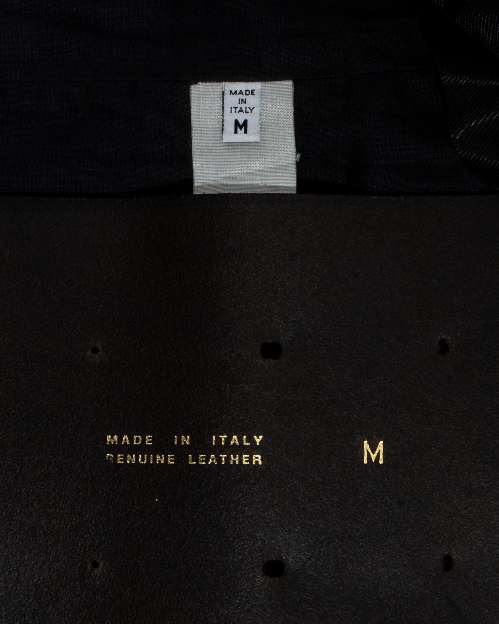 Margiela black wool oversized coat with leather Obi belt, fw 1996 For Sale 7