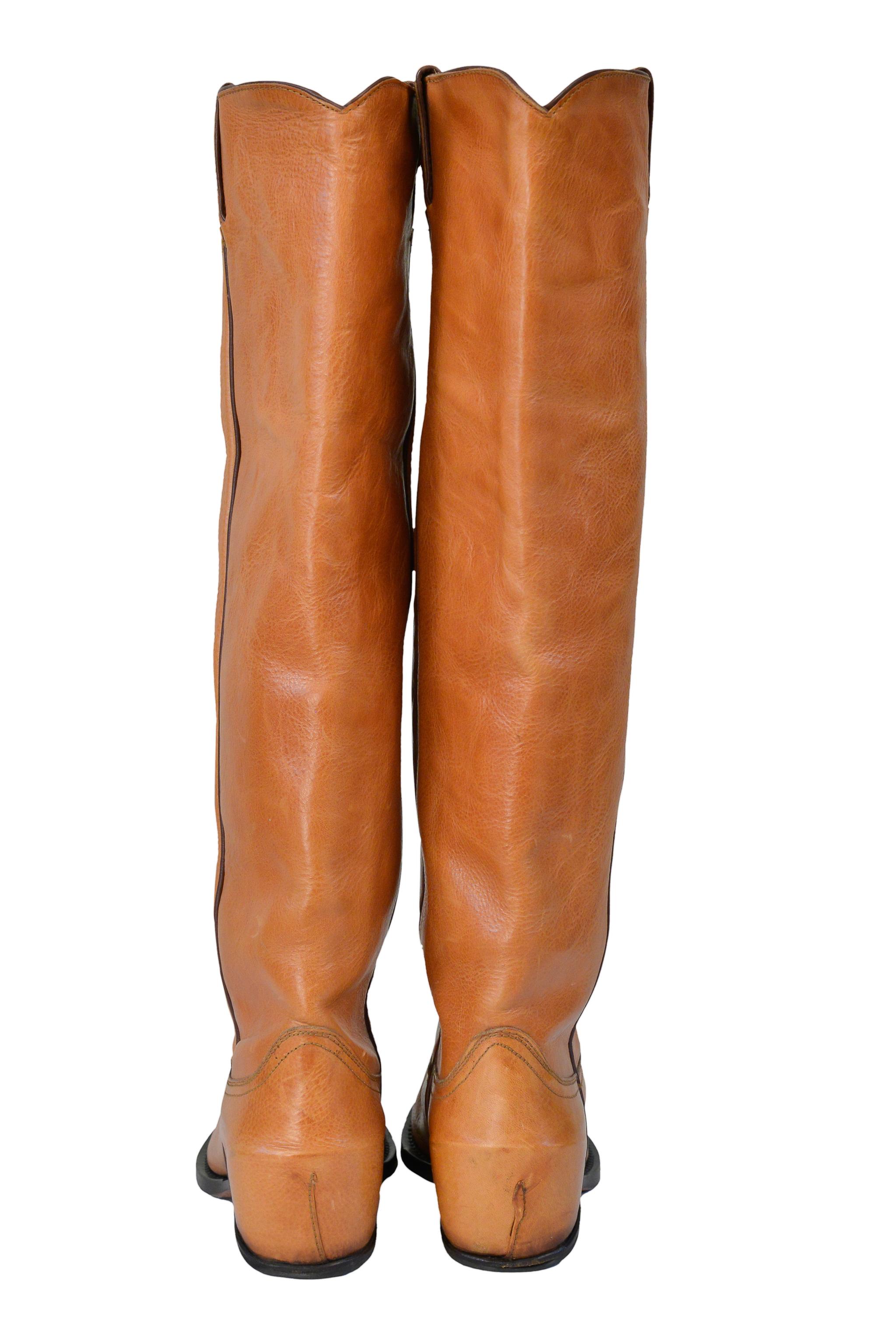 De las mujeres Margiela Botas vaqueras sin tacón de piel marrón Ss 2000 en venta