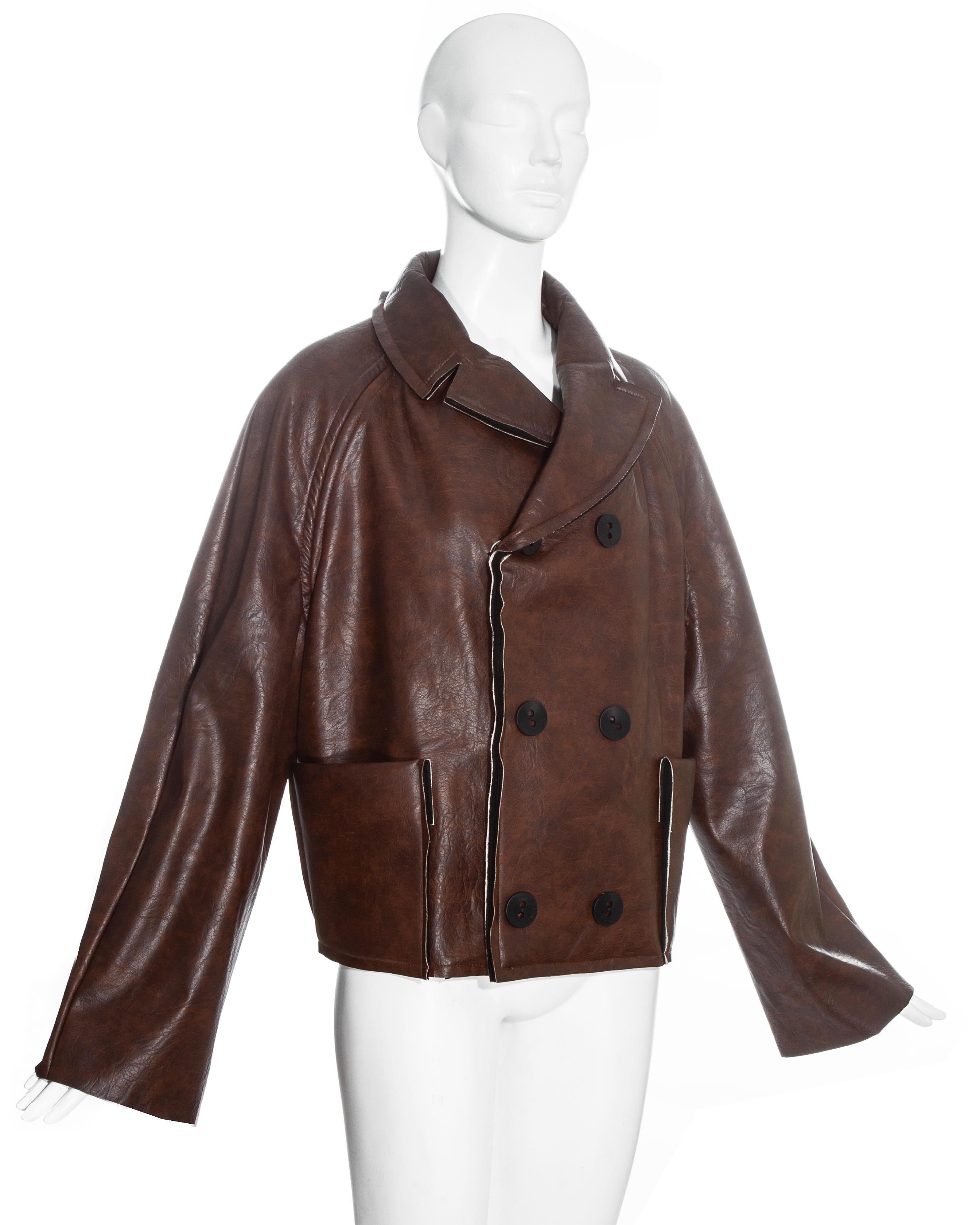 Margiela brown leatherette 'dolls' jacket, fw 1994