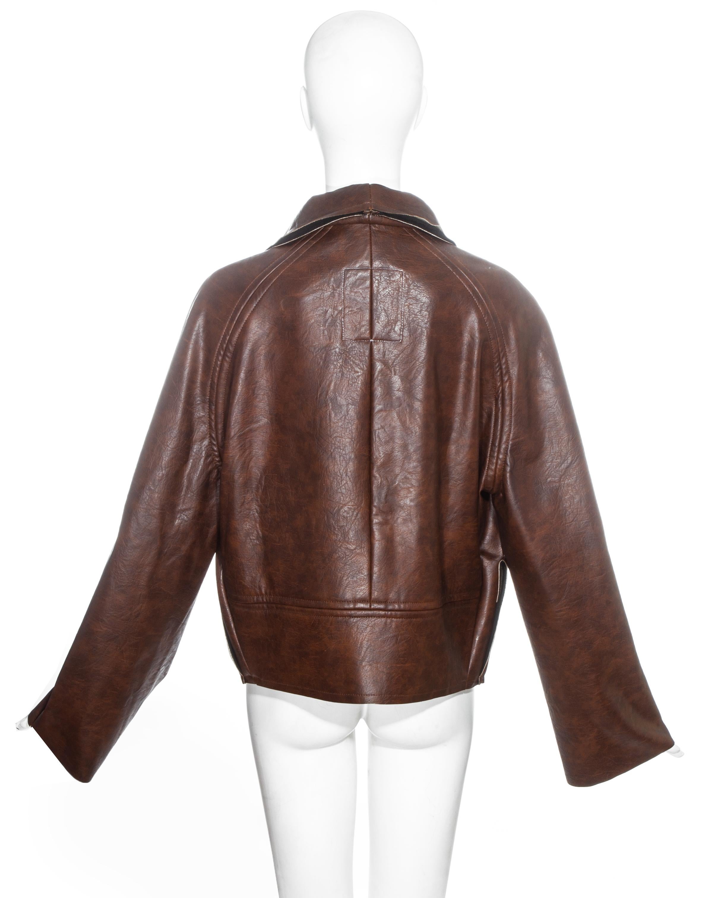 Margiela brown leatherette 'dolls' jacket, fw 1994 In Excellent Condition For Sale In London, GB