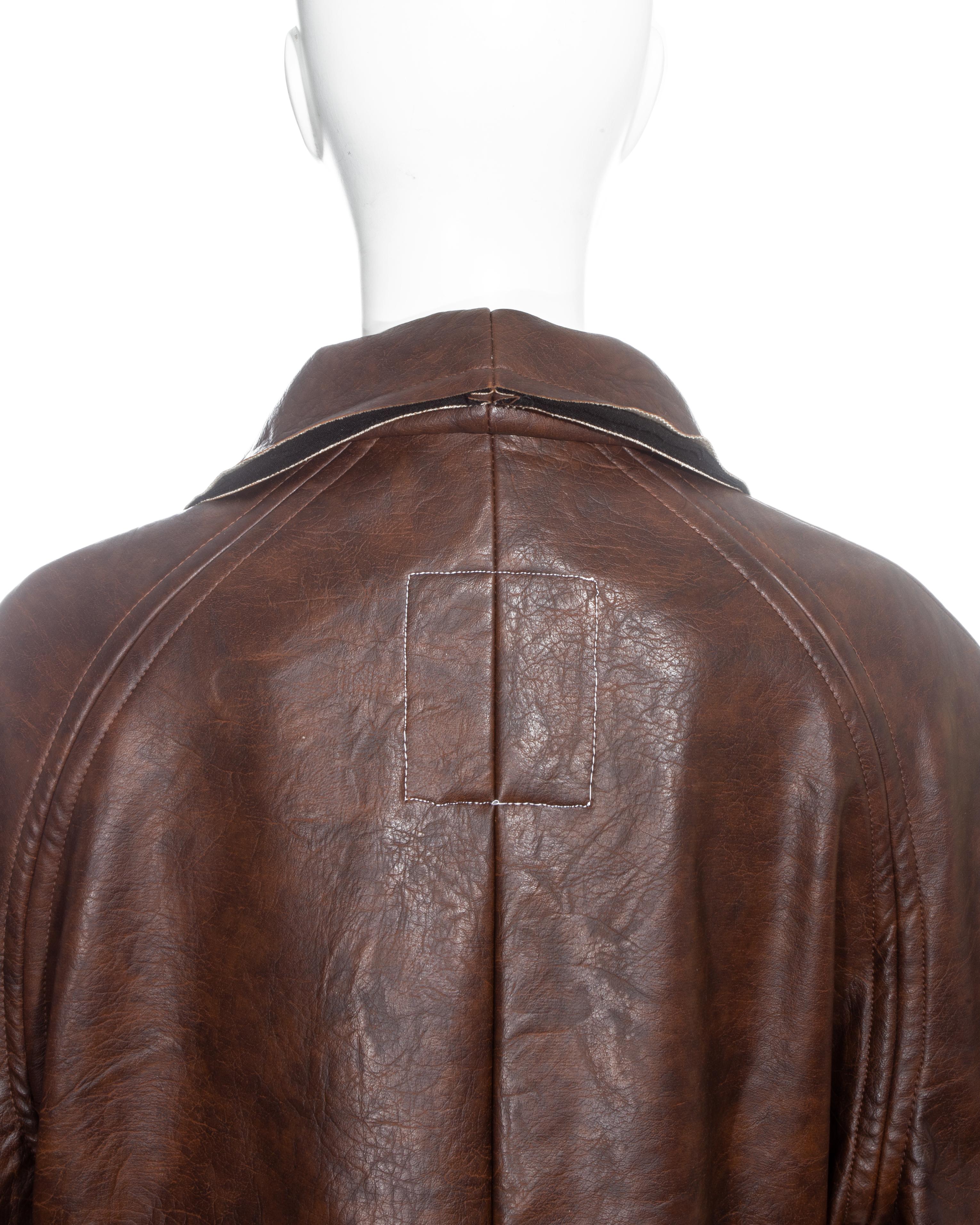 Women's or Men's Margiela brown leatherette 'dolls' jacket, fw 1994 For Sale