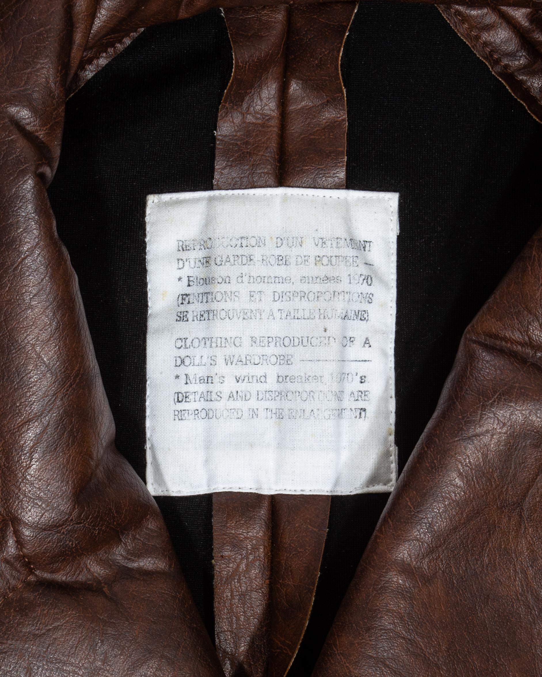Margiela brown leatherette 'dolls' jacket, fw 1994 For Sale 1