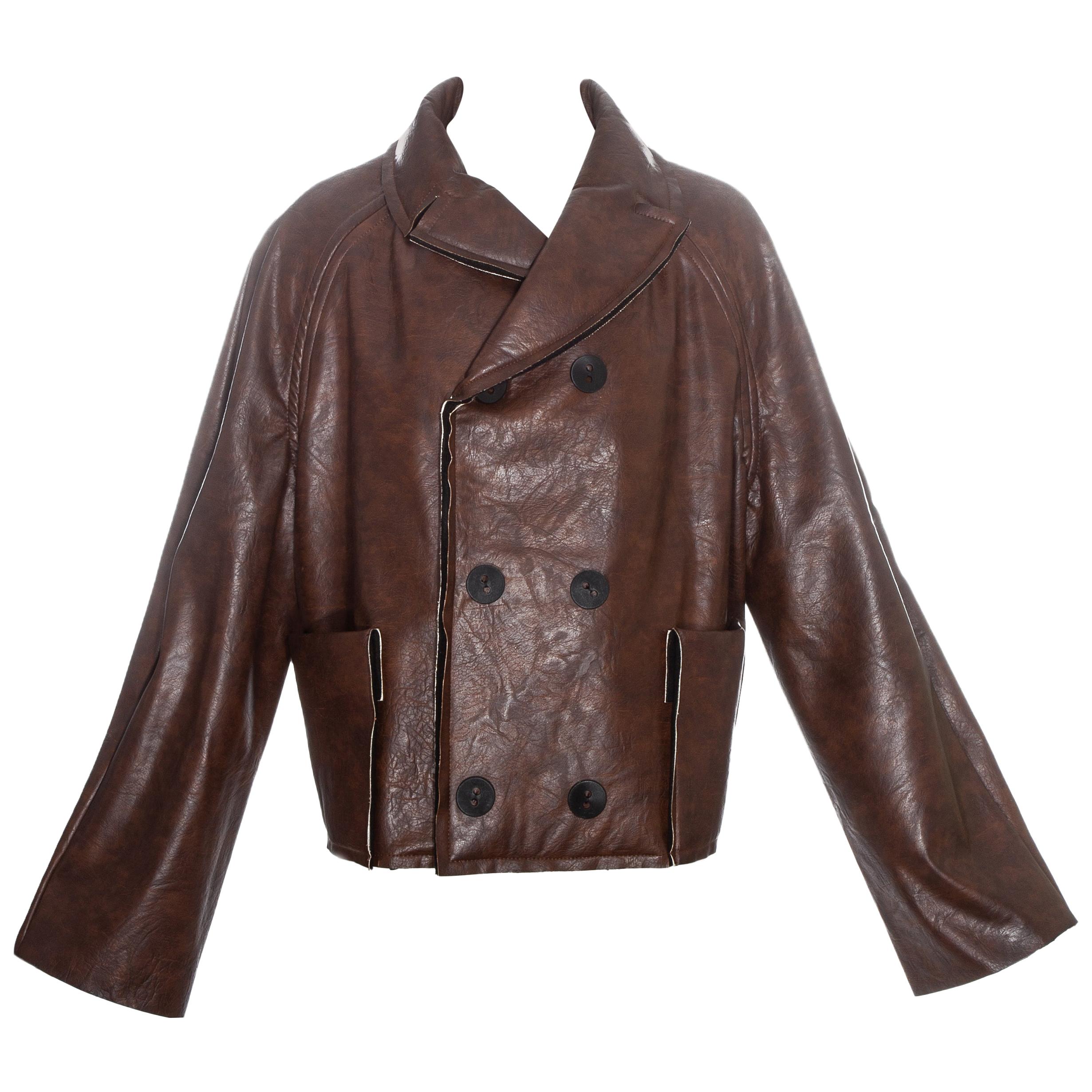 Margiela brown leatherette 'dolls' jacket, fw 1994