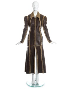 Margiela brown shearling leather 'flat collection' coat, fw 1998