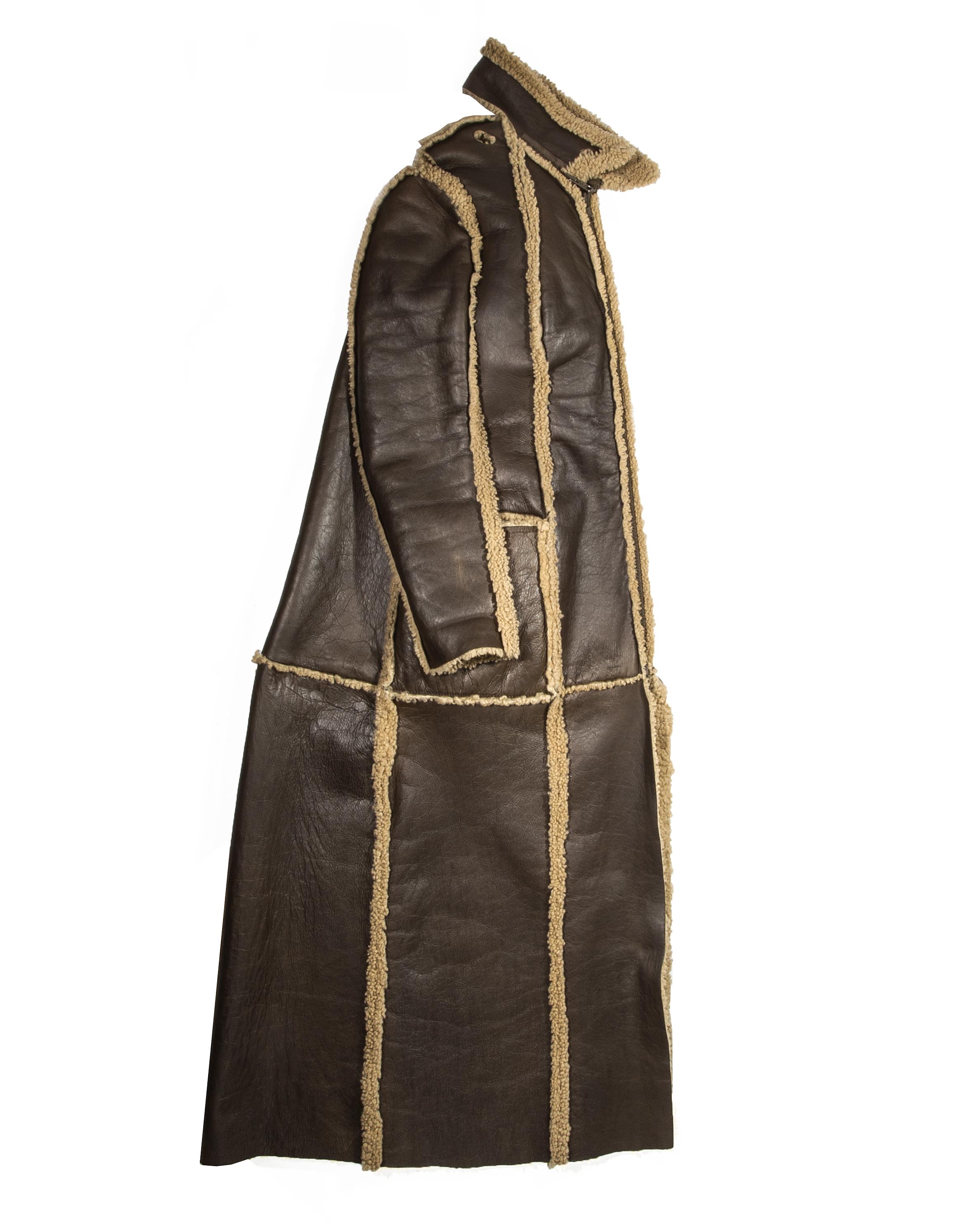 Noir Margiela Manteau en cuir de mouton marron « collection flat », automne-hiver 1998